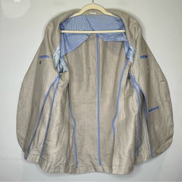 Peter Millar 100% Linen Summer Two Button Blazer Suit Jacket Beige XL - Picture 4 of 12